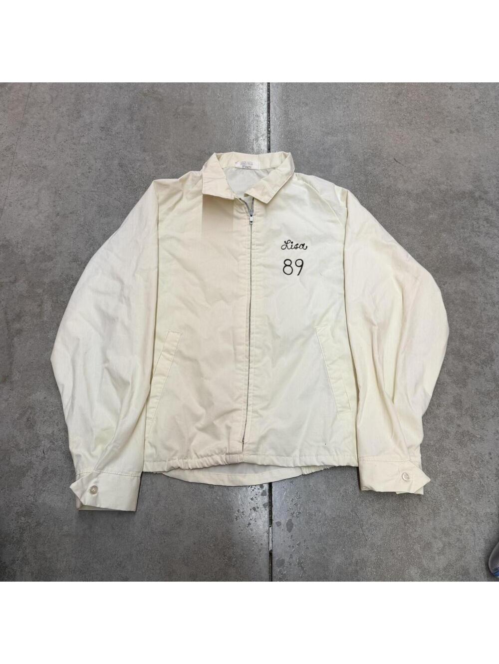 vintage white made in usa tennis coach 1989 bomber jacket size large